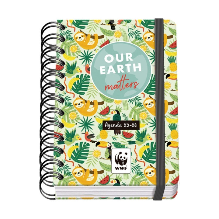 Dohe WWF Tropic Agenda Escolar 25/26 Espiral Wire’o A6 - Dia Pagina - Papel 80g/m2 - 4 Hojas de Pegatinas - Cubierta de Carto