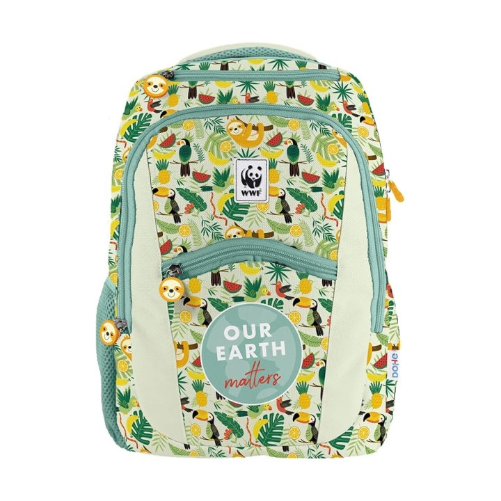 Dohe WWF Tropic Mochila Escolar - Compartimento Principal con Bolsillo Acolchado - Bolsillos Laterales para Bebidas - Espalda A