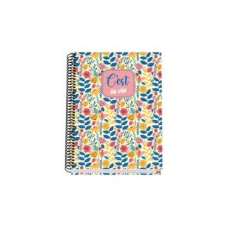 Dohe C`est la Vie Cuaderno Espiral A5 100 Hojas Cuadricula 5mm - Tapa Dura Impresa a todo Color y Plastificada en Brillo - Band
