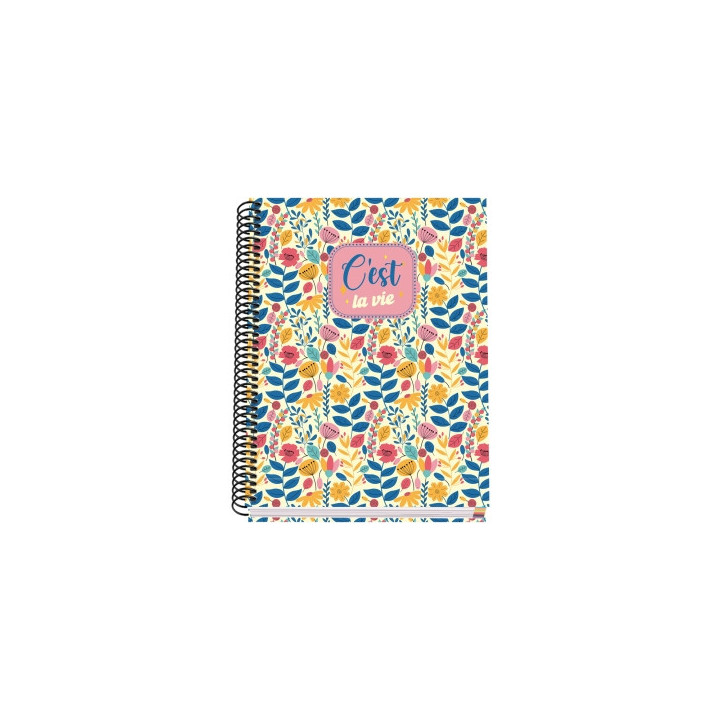 Dohe C`est la Vie Cuaderno Espiral A5 100 Hojas Cuadricula 5mm - Tapa Dura Impresa a todo Color y Plastificada en Brillo - Band