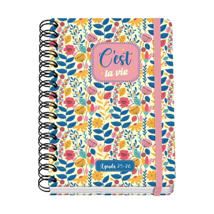 Dohe C´est la Vie Agenda Escolar 25/26 Espiral Wire’o A5 - Semana Vista - Papel 80g/m2 - 4 Hojas de Pegatinas - Cubierta de