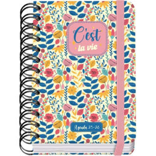 Dohe C´est la Vie Agenda Escolar 25/26 Espiral Wire’o A6 - Dia Pagina - Papel 80g/m2 - 4 Hojas de Pegatinas - Cubierta de Ca