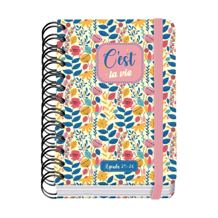 Dohe C´est la Vie Agenda Escolar 25/26 Espiral Wire’o A6 - Dia Pagina - Papel 80g/m2 - 4 Hojas de Pegatinas - Cubierta de Ca