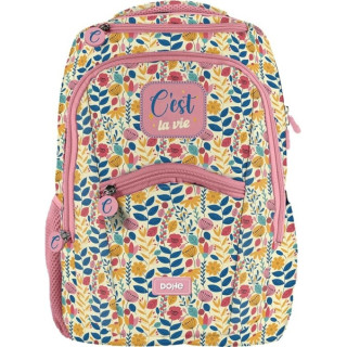 Dohe C`est la Vie Mochila Escolar - Compartimento Principal con Bolsillo Acolchado - Bolsillos Laterales para Bebidas - Espalda