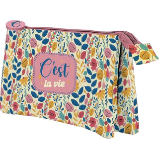 Dohe C`est la Vie Portatodo Triple - Cierre Doble con Cremallera y Tirador de Goma