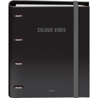 Dohe Colour Vibes Carpeta de 4 Anillas Mixtas de 35mm Recambio 100 Hojas Cuadricula 5mm - Formato A4 - Cierre con Goma - Incluy