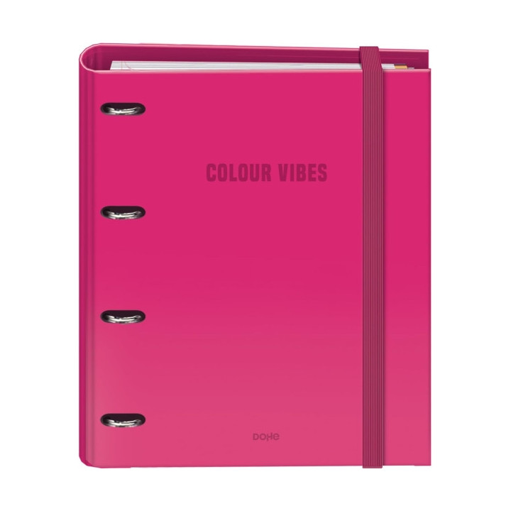Dohe Colour Vibes Carpeta de 4 Anillas Mixtas de 35mm Recambio 100 Hojas Cuadricula 5mm - Formato A4 - Cierre con Goma - Incluy