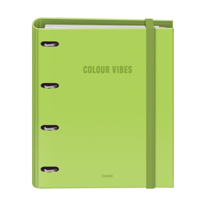 Dohe Colour Vibes Carpeta de 4 Anillas Mixtas de 35mm Recambio 100 Hojas Cuadricula 5mm - Formato A4 - Cierre con Goma - Incluy