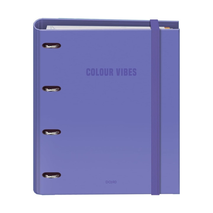 Dohe Colour Vibes Carpeta de 4 Anillas Mixtas de 35mm Recambio 100 Hojas Cuadricula 5mm - Formato A4 - Cierre con Goma - Incluy