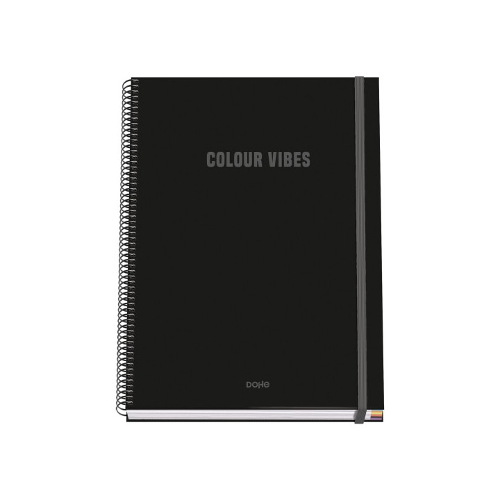 Dohe Colour Vives Cuaderno Espiral A4 100 Hojas Microperforadas Cuadricula 5mm - Tapa Dura Carton Forrado - Cierre de Goma - Ba