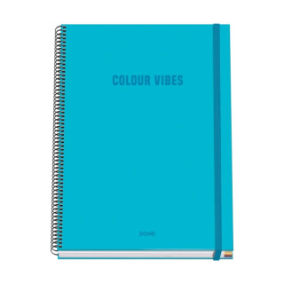 Dohe Colour Vives Cuaderno Espiral A4 100 Hojas Microperforadas Cuadricula 5mm - Tapa Dura Carton Forrado - Cierre de Goma - Ba