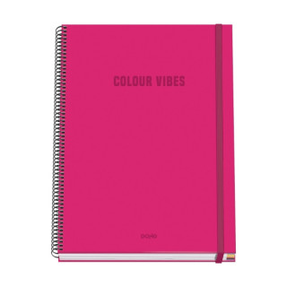 Dohe Colour Vives Cuaderno Espiral A4 100 Hojas Microperforadas Cuadricula 5mm - Tapa Dura Carton Forrado - Cierre de Goma - Ba