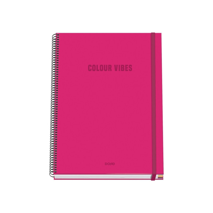 Dohe Colour Vives Cuaderno Espiral A4 100 Hojas Microperforadas Cuadricula 5mm - Tapa Dura Carton Forrado - Cierre de Goma - Ba