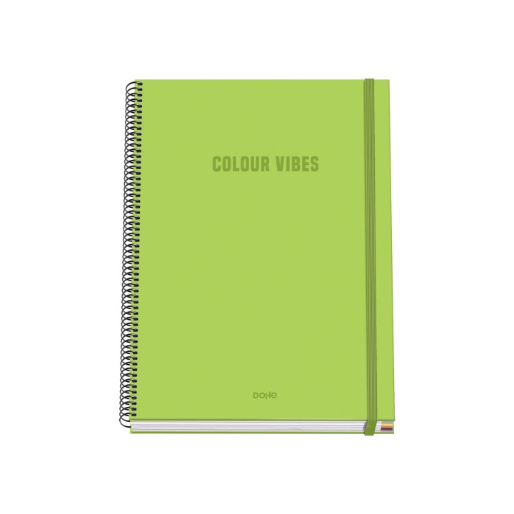 Dohe Colour Vives Cuaderno Espiral A4 100 Hojas Microperforadas Cuadricula 5mm - Tapa Dura Carton Forrado - Cierre de Goma - Ba