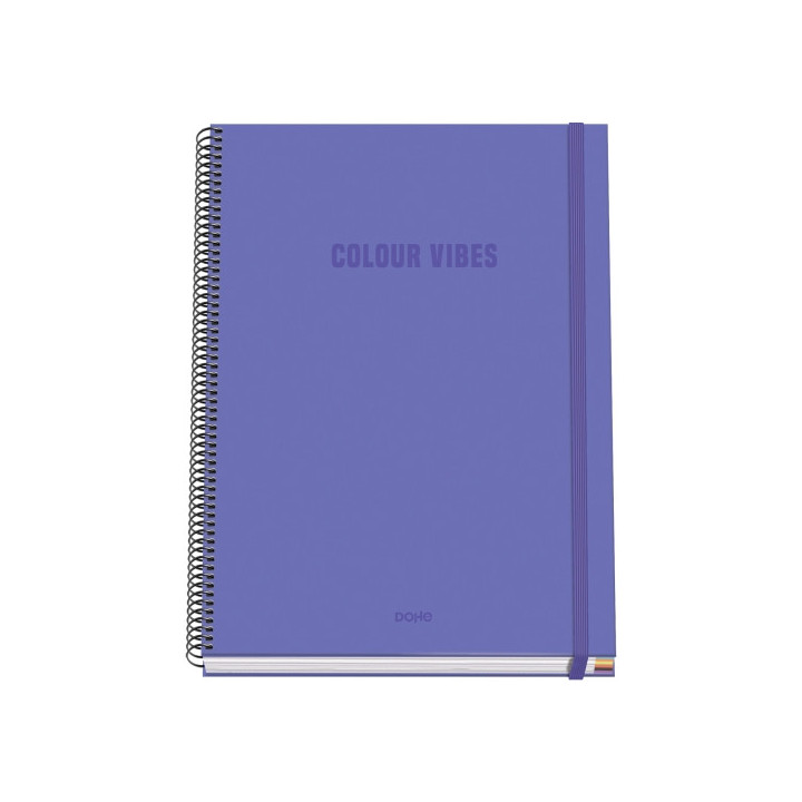 Dohe Colour Vives Cuaderno Espiral A4 100 Hojas Microperforadas Cuadricula 5mm - Tapa Dura Carton Forrado - Cierre de Goma - Ba