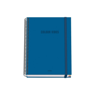 Dohe Colour Vives Cuaderno Espiral A5 100 Hojas Cuadricula 5mm - Tapa Dura Impresa a todo Color y Plastificada en Brillo - Band
