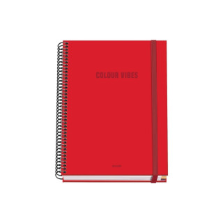 Dohe Colour Vives Cuaderno Espiral A5 100 Hojas Cuadricula 5mm - Tapa Dura Impresa a todo Color y Plastificada en Brillo - Band