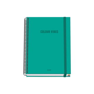 Dohe Colour Vives Cuaderno Espiral A5 100 Hojas Cuadricula 5mm - Tapa Dura Impresa a todo Color y Plastificada en Brillo - Band