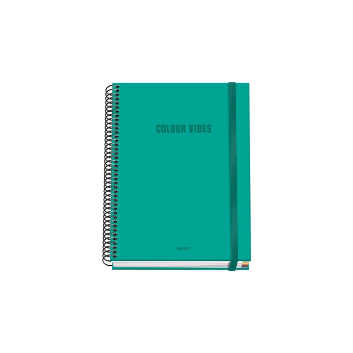 Dohe Colour Vives Cuaderno Espiral A5 100 Hojas Cuadricula 5mm - Tapa Dura Impresa a todo Color y Plastificada en Brillo - Band