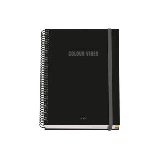 Dohe Colour Vives Cuaderno Espiral A5 100 Hojas Cuadricula 5mm - Tapa Dura Impresa a todo Color y Plastificada en Brillo - Band