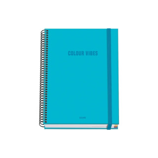 Dohe Colour Vives Cuaderno Espiral A5 100 Hojas Cuadricula 5mm - Tapa Dura Impresa a todo Color y Plastificada en Brillo - Band