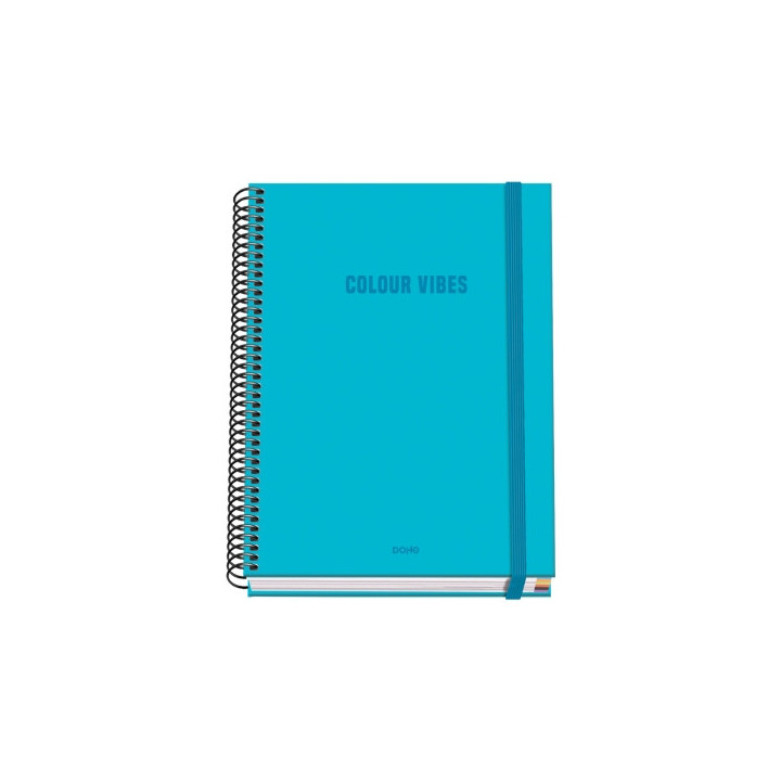 Dohe Colour Vives Cuaderno Espiral A5 100 Hojas Cuadricula 5mm - Tapa Dura Impresa a todo Color y Plastificada en Brillo - Band