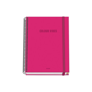 Dohe Colour Vives Cuaderno Espiral A5 100 Hojas Cuadricula 5mm - Tapa Dura Impresa a todo Color y Plastificada en Brillo - Band