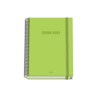 Dohe Colour Vives Cuaderno Espiral A5 100 Hojas Cuadricula 5mm - Tapa Dura Impresa a todo Color y Plastificada en Brillo - Band