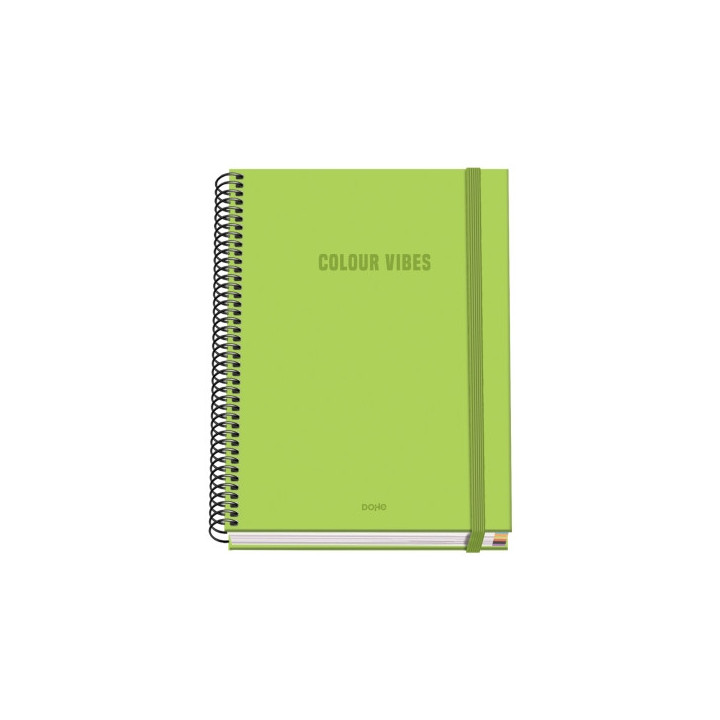 Dohe Colour Vives Cuaderno Espiral A5 100 Hojas Cuadricula 5mm - Tapa Dura Impresa a todo Color y Plastificada en Brillo - Band