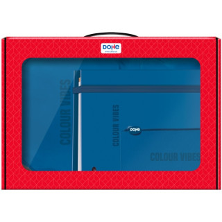 Dohe Colour Vibes Pack de Mochila + Carpeta A4 Recambio + Portatodo Triple - Todo en un Maletin Perfecto para Regalo - Color Az