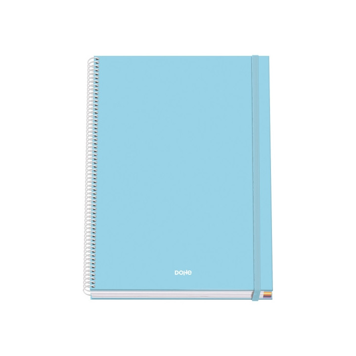 Dohe Serenity Cuaderno Espiral A4 100 Hojas Microperforadas Cuadricula 5mm - Tapa Dura Carton Forrado - Cierre de Goma - Bandas