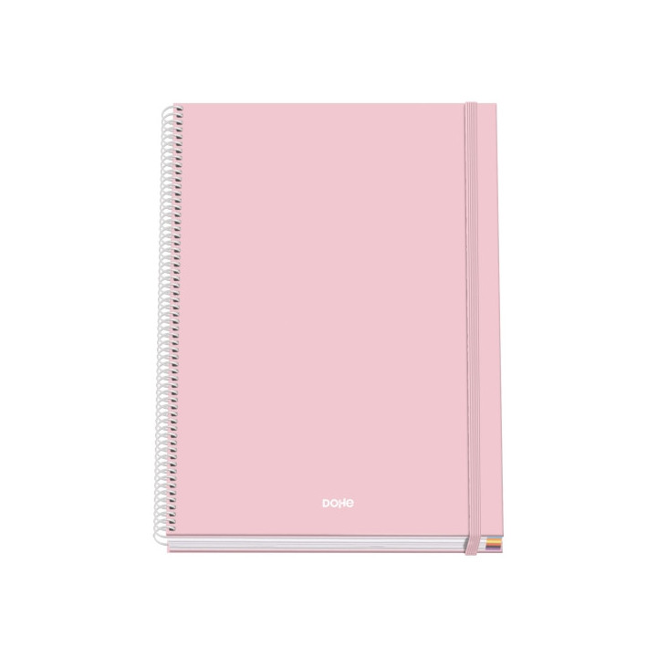 Dohe Serenity Cuaderno Espiral A4 100 Hojas Microperforadas Cuadricula 5mm - Tapa Dura Carton Forrado - Cierre de Goma - Bandas