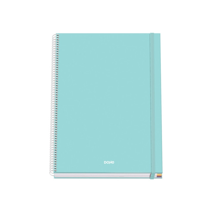Dohe Serenity Cuaderno Espiral A4 100 Hojas Microperforadas Cuadricula 5mm - Tapa Dura Carton Forrado - Cierre de Goma - Bandas