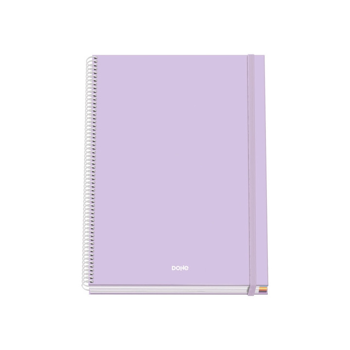 Dohe Serenity Cuaderno Espiral A4 100 Hojas Microperforadas Cuadricula 5mm - Tapa Dura Carton Forrado - Cierre de Goma - Bandas