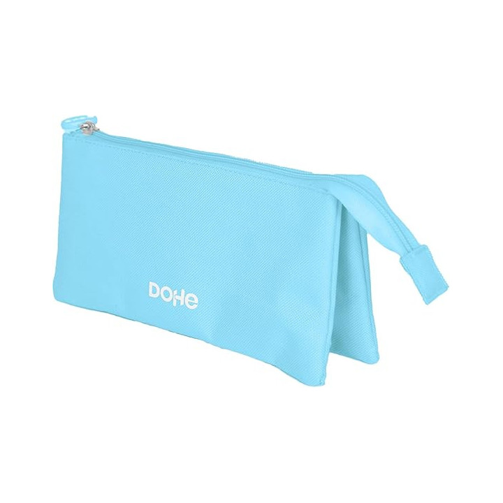 Dohe Serenity Portatodo Triple - Cierre Doble con Cremallera y Tirador de Goma - Color Azul