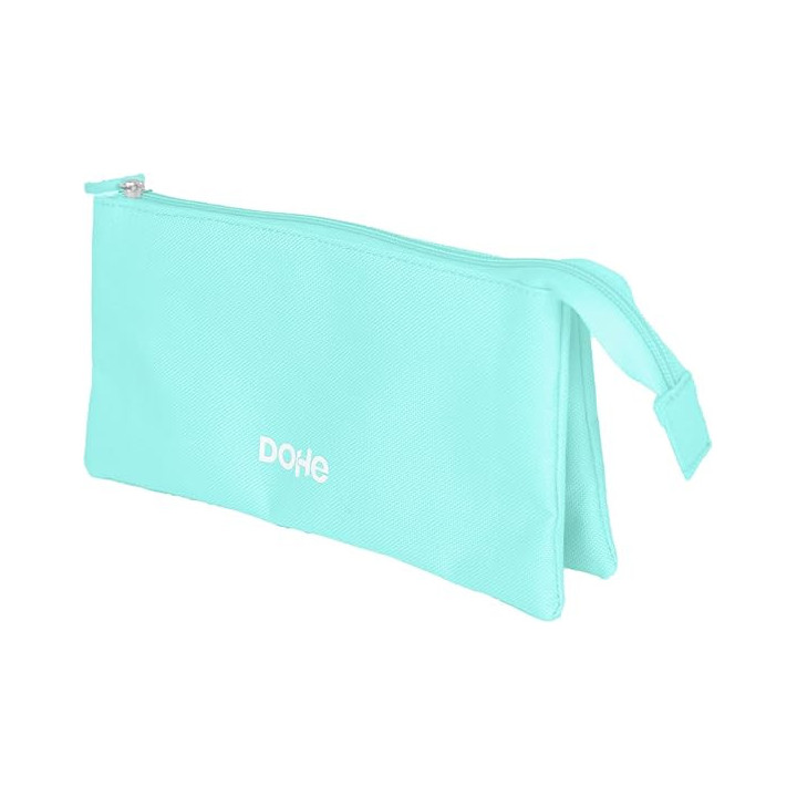 Dohe Serenity Portatodo Triple - Cierre Doble con Cremallera y Tirador de Goma - Color Verde