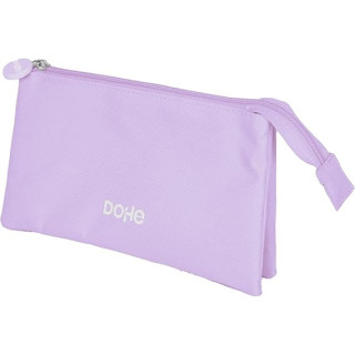Dohe Serenity Portatodo Triple - Cierre Doble con Cremallera y Tirador de Goma - Color Morado