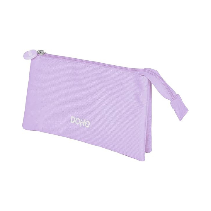 Dohe Serenity Portatodo Triple - Cierre Doble con Cremallera y Tirador de Goma - Color Morado