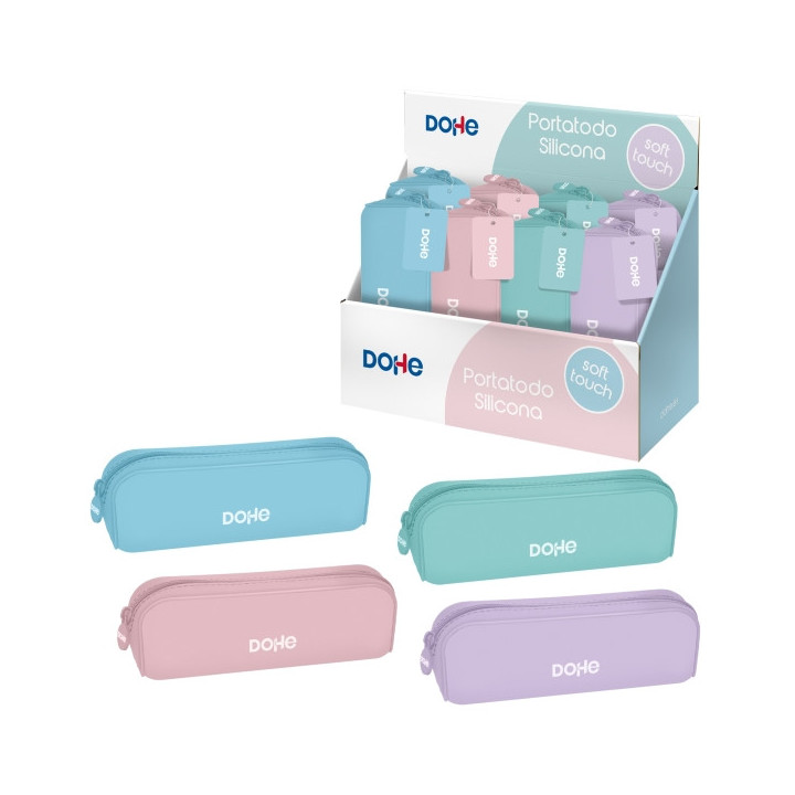 Dohe Serenity Expositor con 8 Portatodos Simples de Silicona - Cierre con Cremallera y Tirador de Goma - Colores Surtidos