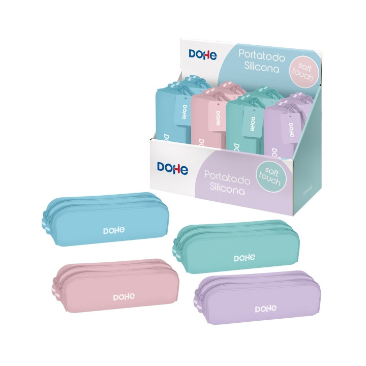 Dohe Serenity Expositor con 8 Portatodos Dobles de Silicona - Cierre con Cremallera y Tirador de Goma - Colores Surtidos