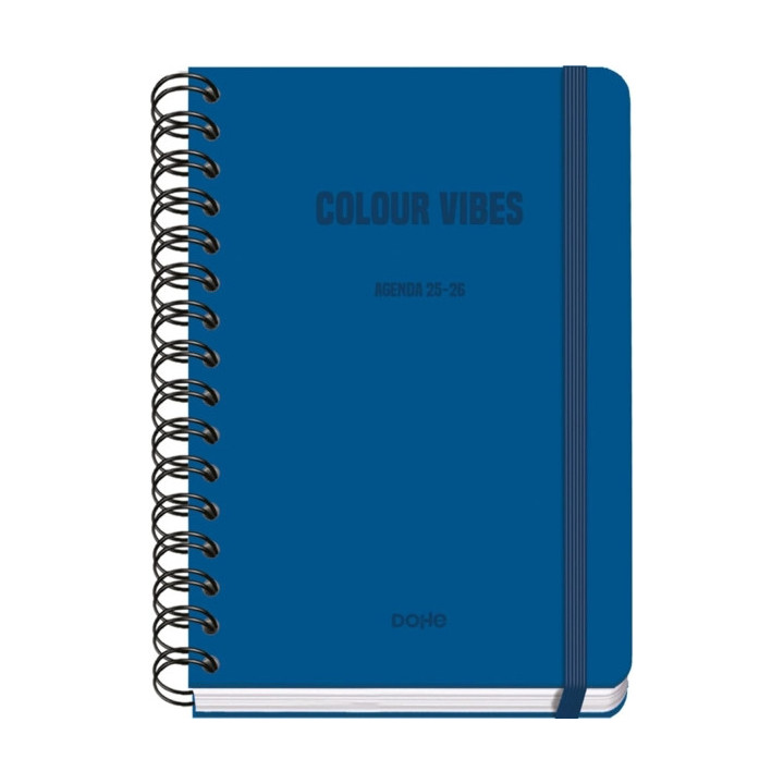Dohe Colour Vibes Agenda Escolar 25/26 Espiral Wire’o A5 - Semana Vista - Papel 80g/m2 - 4 Hojas de Pegatinas - Cubierta de C