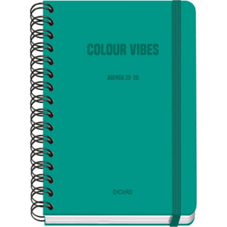 Dohe Colour Vibes Agenda Escolar 25/26 Espiral Wire’o A5 - Semana Vista - Papel 80g/m2 - 4 Hojas de Pegatinas - Cubierta de C