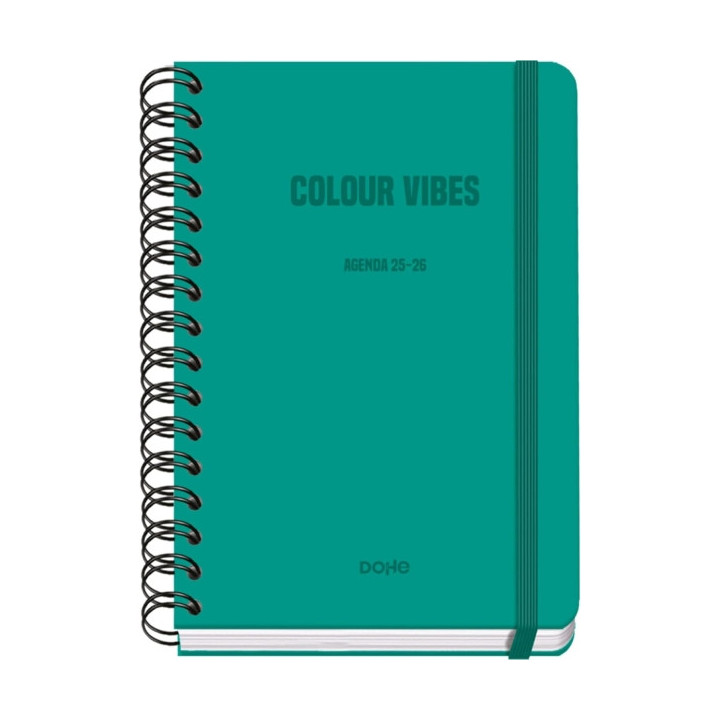 Dohe Colour Vibes Agenda Escolar 25/26 Espiral Wire’o A5 - Semana Vista - Papel 80g/m2 - 4 Hojas de Pegatinas - Cubierta de C