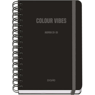 Dohe Colour Vibes Agenda Escolar 25/26 Espiral Wire’o A5 - Semana Vista - Papel 80g/m2 - 4 Hojas de Pegatinas - Cubierta de C