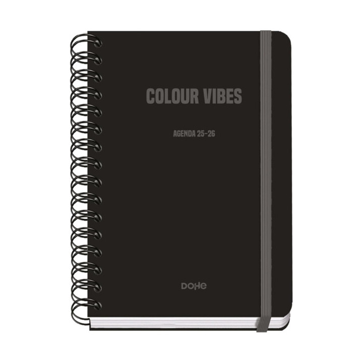 Dohe Colour Vibes Agenda Escolar 25/26 Espiral Wire’o A5 - Semana Vista - Papel 80g/m2 - 4 Hojas de Pegatinas - Cubierta de C