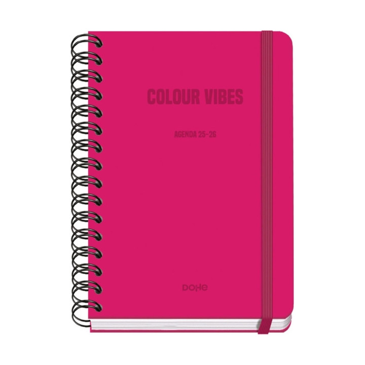 Dohe Colour Vibes Agenda Escolar 25/26 Espiral Wire’o A5 - Semana Vista - Papel 80g/m2 - 4 Hojas de Pegatinas - Cubierta de C