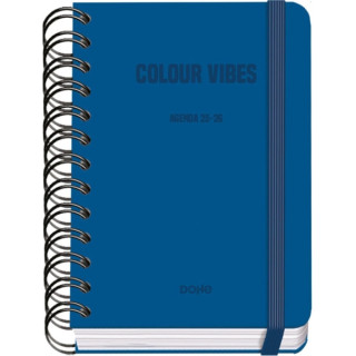 Dohe Colour Vibes Agenda Escolar 25/26 Espiral Wire’o A6 - Dia Pagina - Papel 80g/m2 - 4 Hojas de Pegatinas - Cubierta de Car