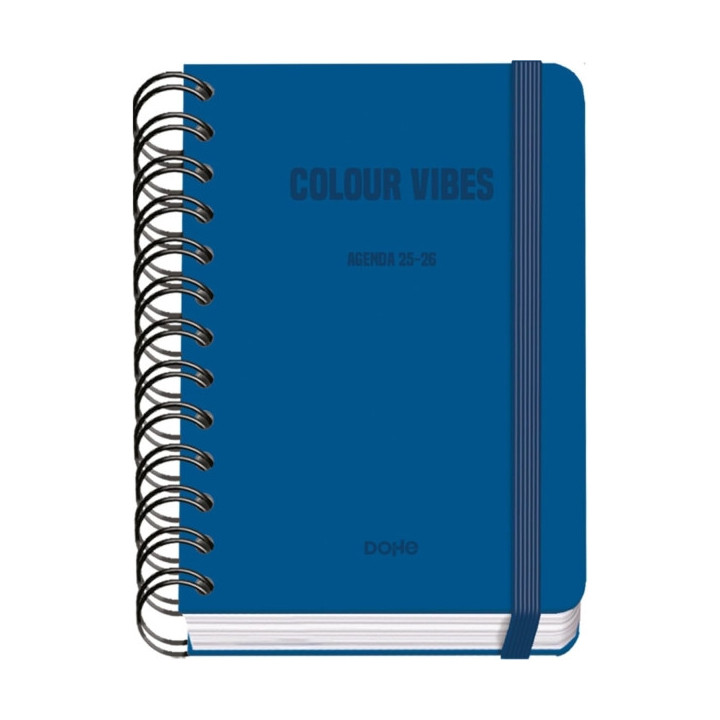 Dohe Colour Vibes Agenda Escolar 25/26 Espiral Wire’o A6 - Dia Pagina - Papel 80g/m2 - 4 Hojas de Pegatinas - Cubierta de Car