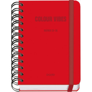 Dohe Colour Vibes Agenda Escolar 25/26 Espiral Wire’o A6 - Dia Pagina - Papel 80g/m2 - 4 Hojas de Pegatinas - Cubierta de Car