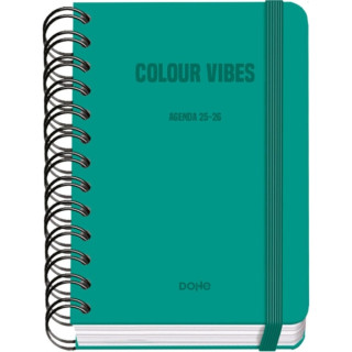 Dohe Colour Vibes Agenda Escolar 25/26 Espiral Wire’o A6 - Dia Pagina - Papel 80g/m2 - 4 Hojas de Pegatinas - Cubierta de Car